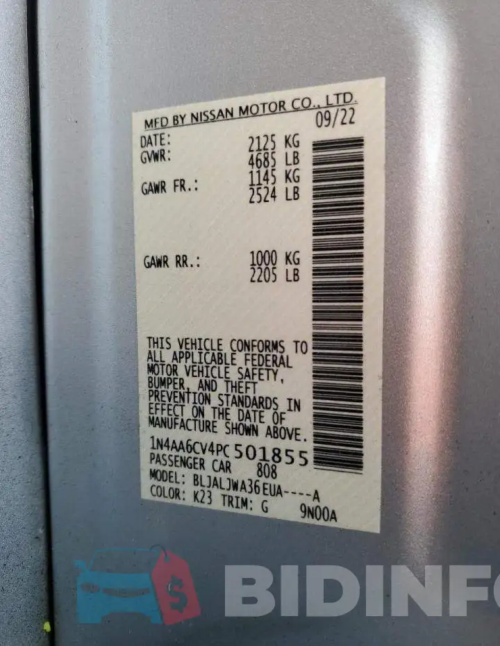 1N4AA6CV4PC501855 Photo# 12