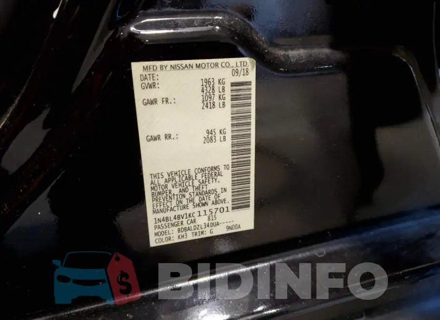 1N4BL4BV1KC115701 Photo# 13