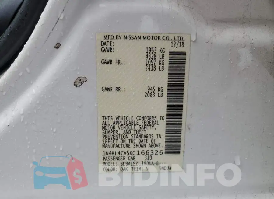 1N4BL4CV5KC166326 Photo# 12