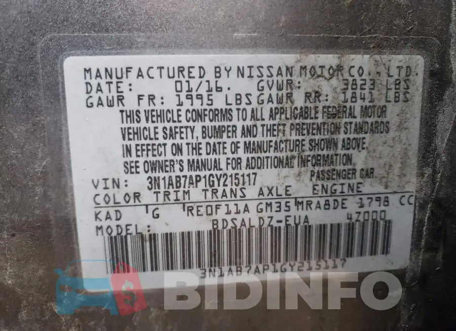 3N1AB7AP1GY215117 Photo# 12