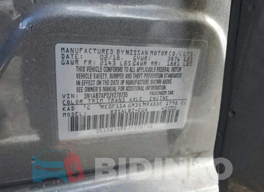 3N1AB7AP2JY278735 Photo# 12