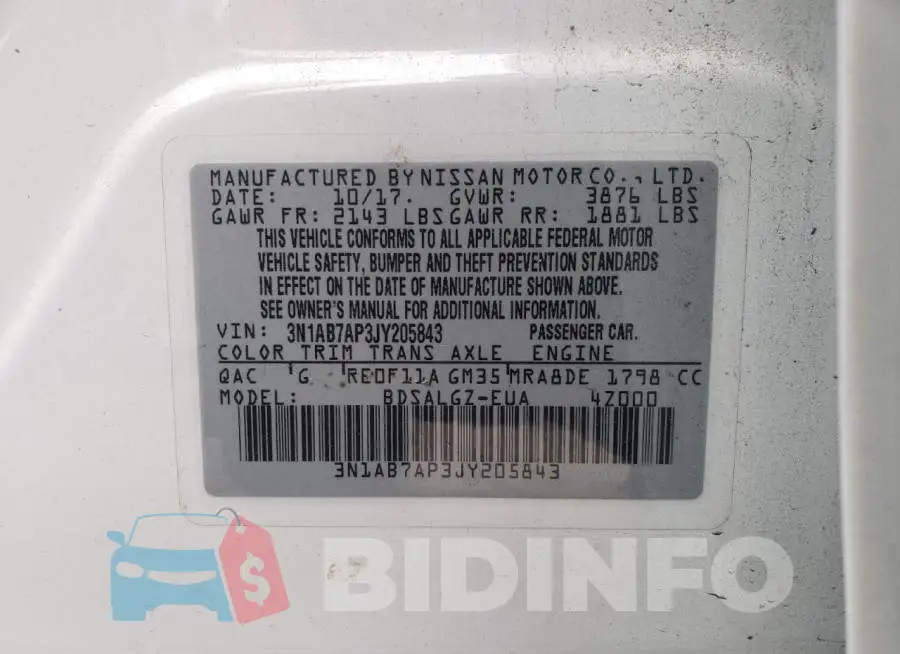 3N1AB7AP3JY205843 Photo# 12