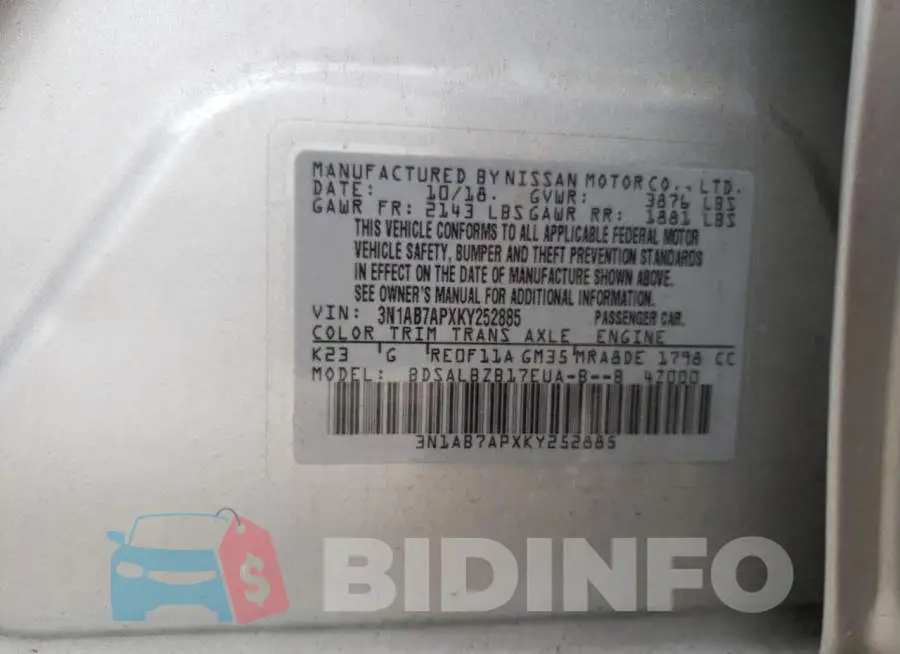3N1AB7APXKY252885 Photo# 12