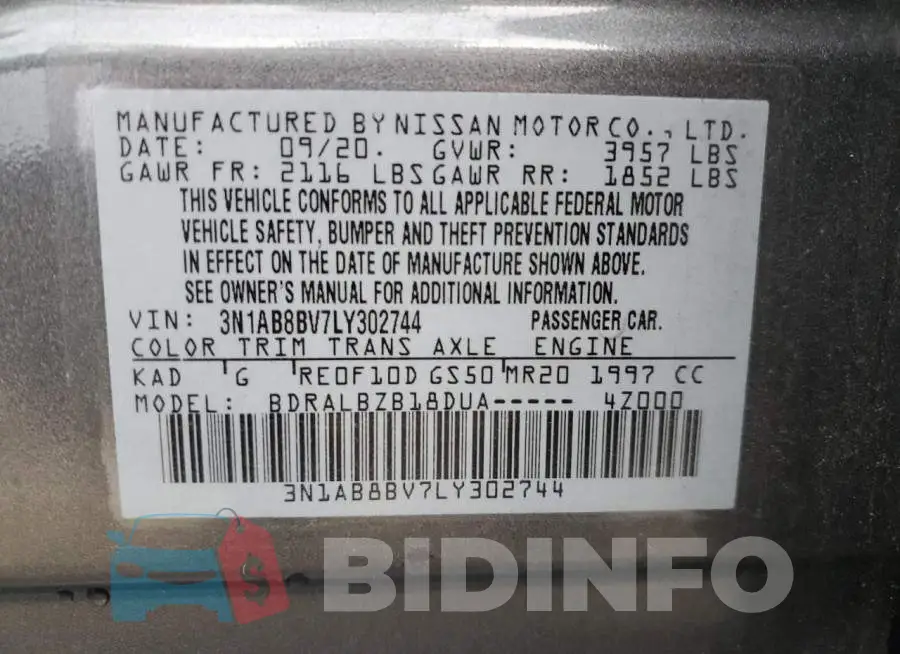3N1AB8BV7LY302744 Photo# 13
