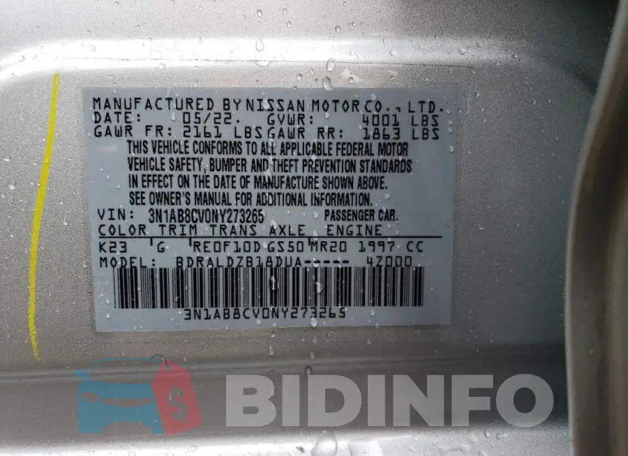 3N1AB8CV0NY273265 Photo# 12