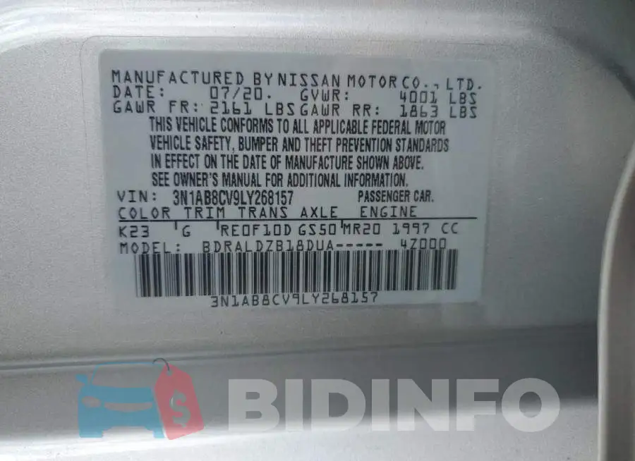 3N1AB8CV9LY268157 Photo# 12