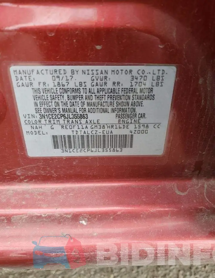 3N1CE2CP6JL355863 Photo# 13