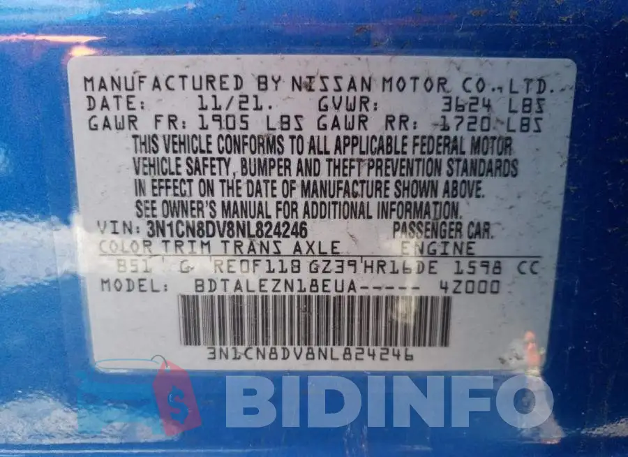 3N1CN8DV8NL824246 Photo# 12