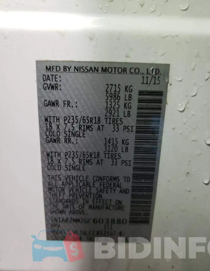 5N1AR2MM2GC603880 Photo# 13