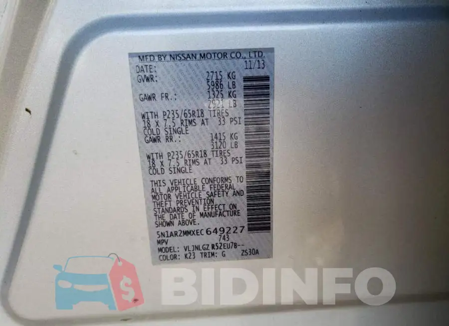 5N1AR2MMXEC649227 Photo# 13