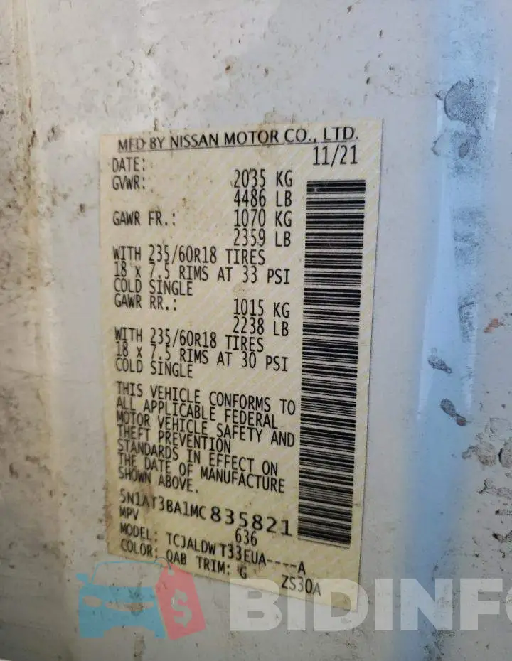 5N1AT3BA1MC835821 Photo# 13