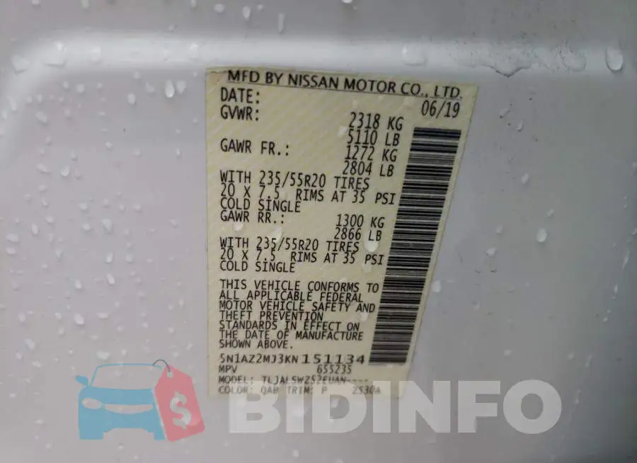 5N1AZ2MJ3KN151134 Photo# 13