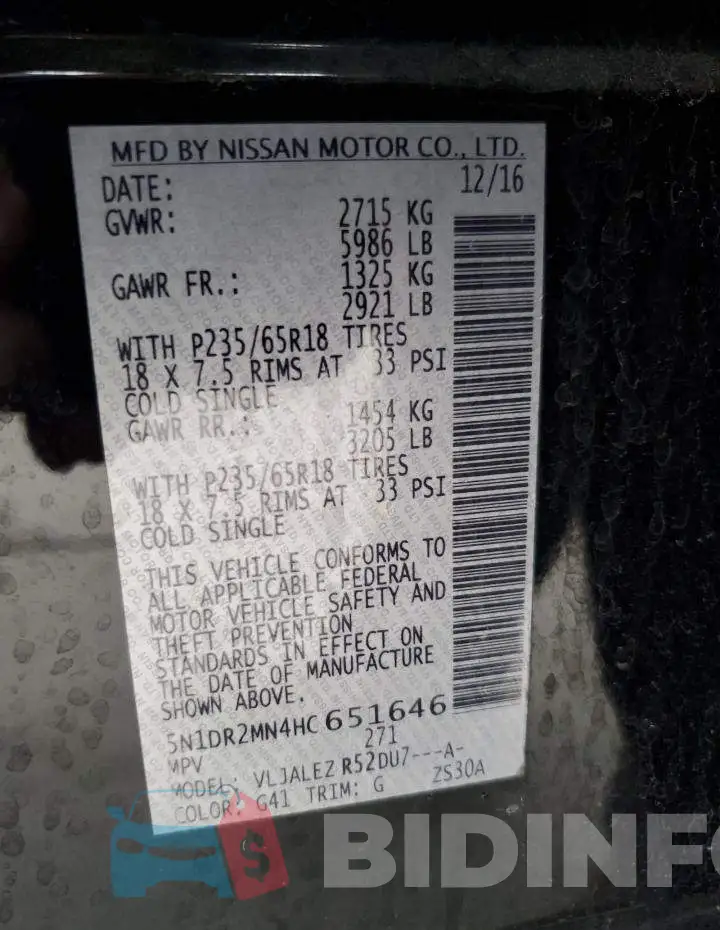 5N1DR2MN4HC651646 Photo# 13