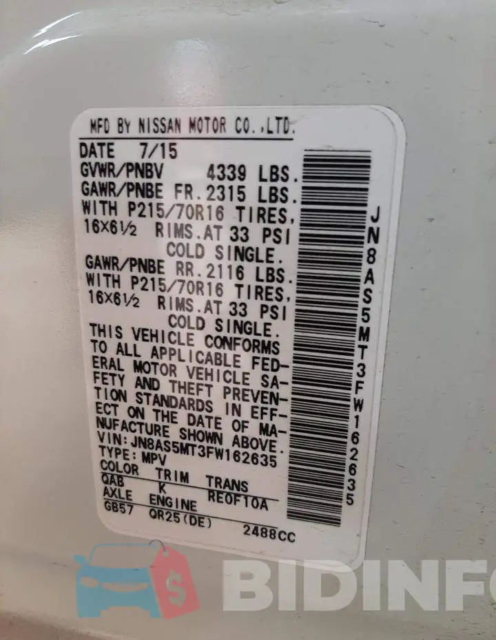 JN8AS5MT3FW162635 Photo# 12
