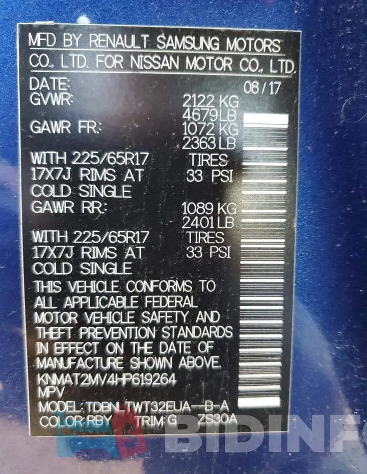 KNMAT2MV4HP619264 Photo# 13