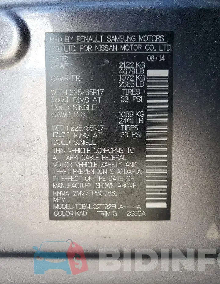 KNMAT2MV7FP500881 Photo# 12