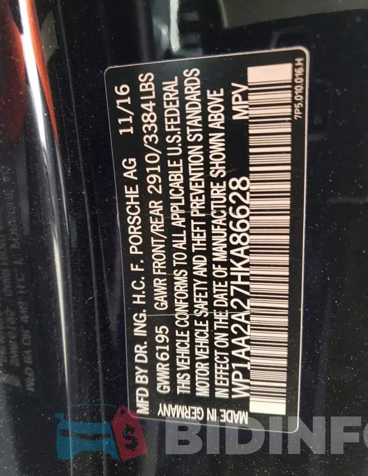 WP1AA2A27HKA86628 Photo# 13