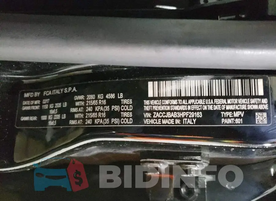 ZACCJBAB3HPF29163 Photo# 12