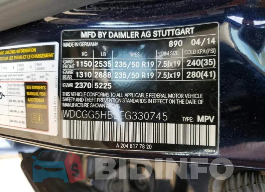 WDCGG5HB2EG330745 Photo# 13