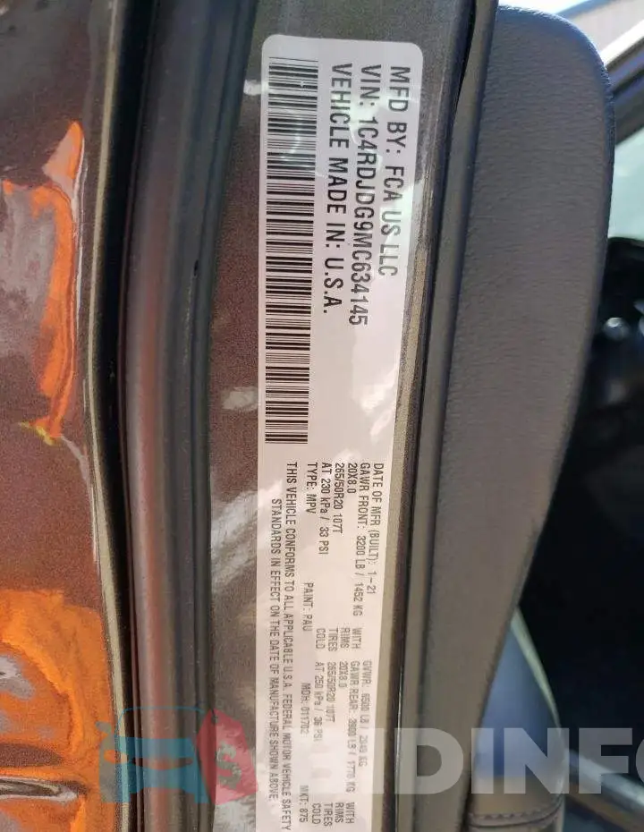 1C4RDJDG9MC634145 Photo# 14