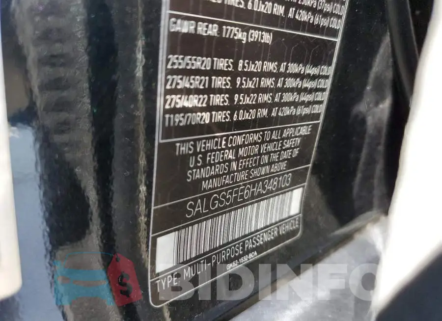 SALGS5FE6HA348103 Photo# 13