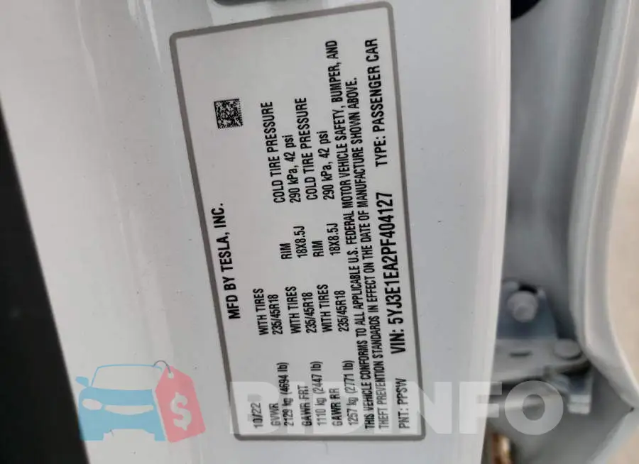 5YJ3E1EA2PF404127 Photo# 13