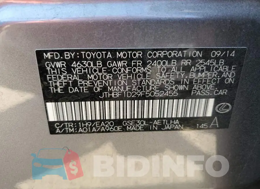 JTHBF1D29F5052455 Photo# 12