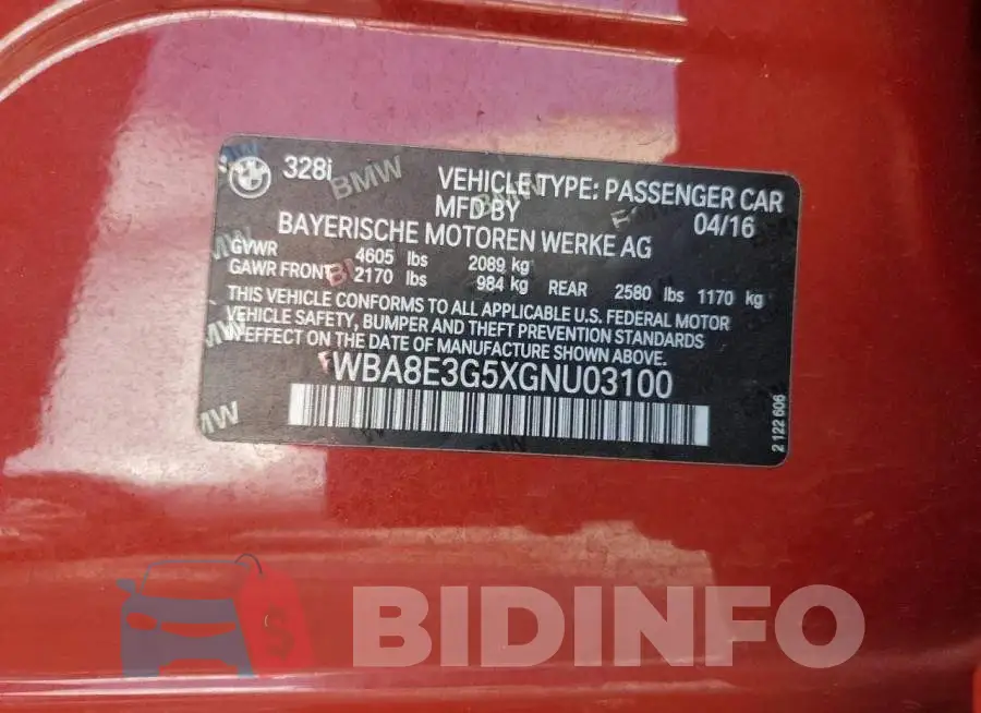 WBA8E3G5XGNU03100 Photo# 13