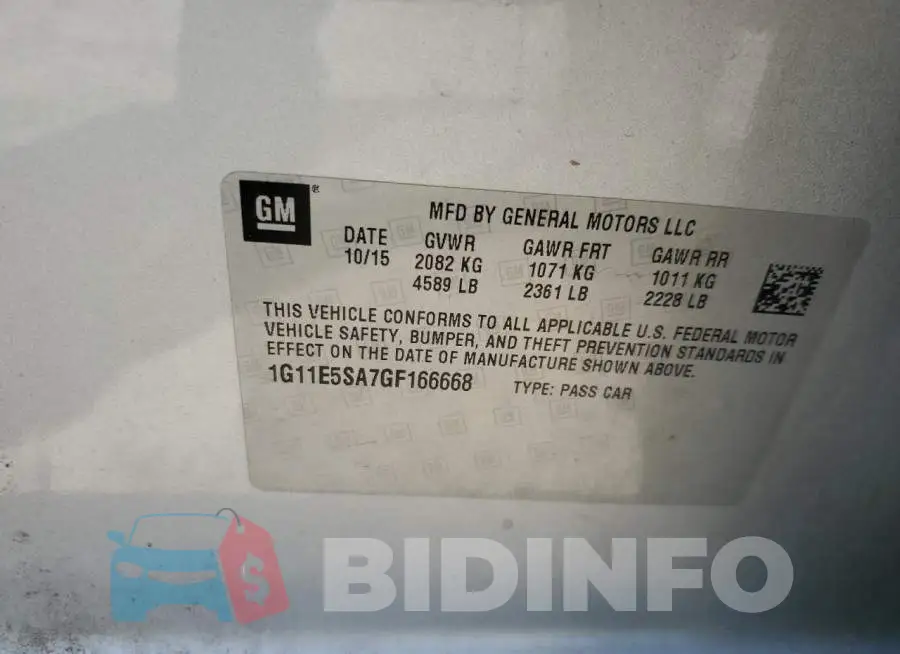 1G11E5SA7GF166668 Photo# 12