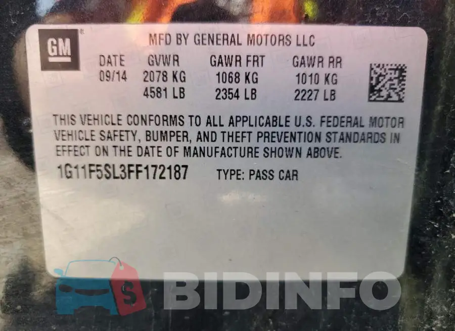 1G11F5SL3FF172187 Photo# 12