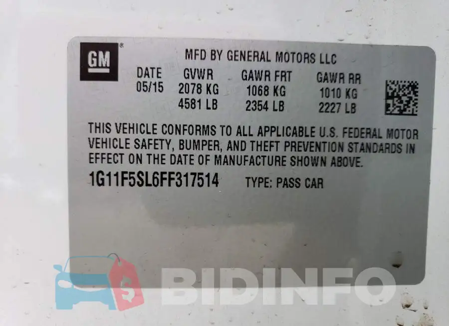 1G11F5SL6FF317514 Photo# 12