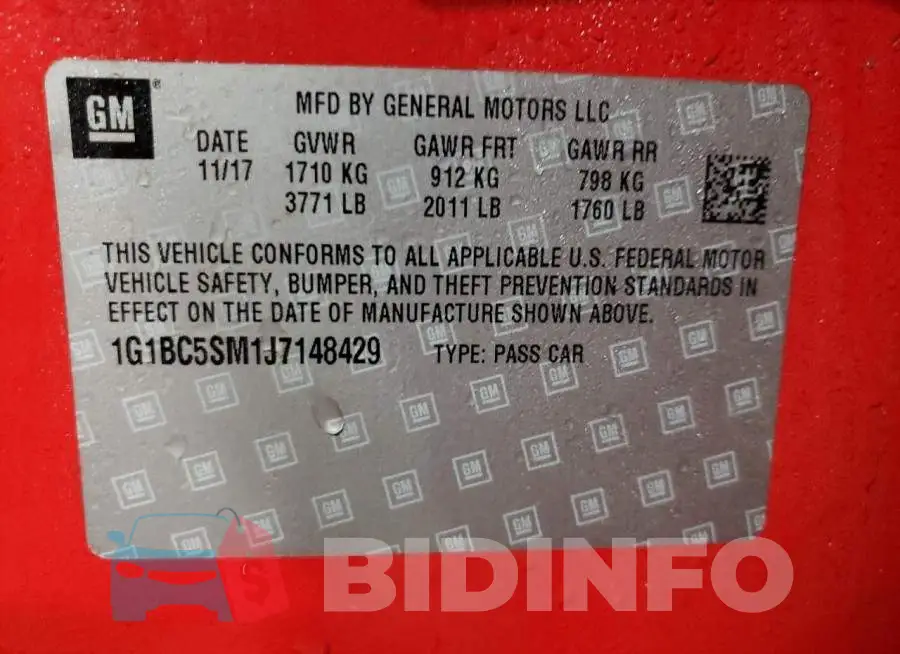 1G1BC5SM1J7148429 Photo# 12