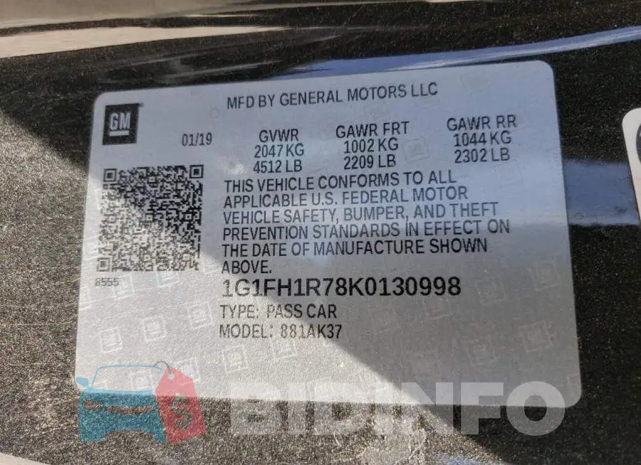 1G1FH1R78K0130998 Photo# 12