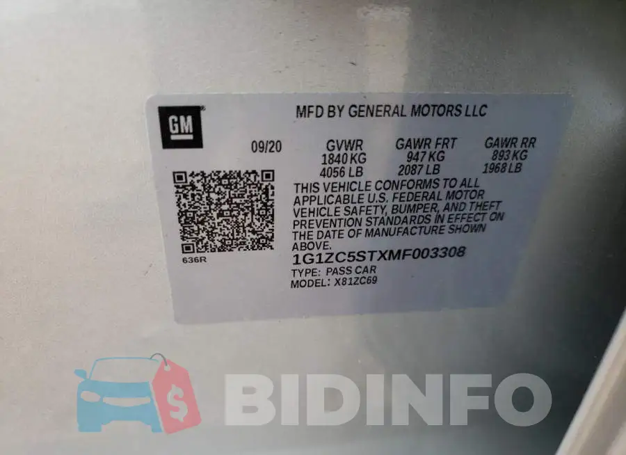 1G1ZC5STXMF003308 Photo# 13