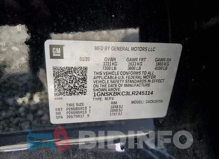 1GNSKBKC3LR245114 Photo# 13