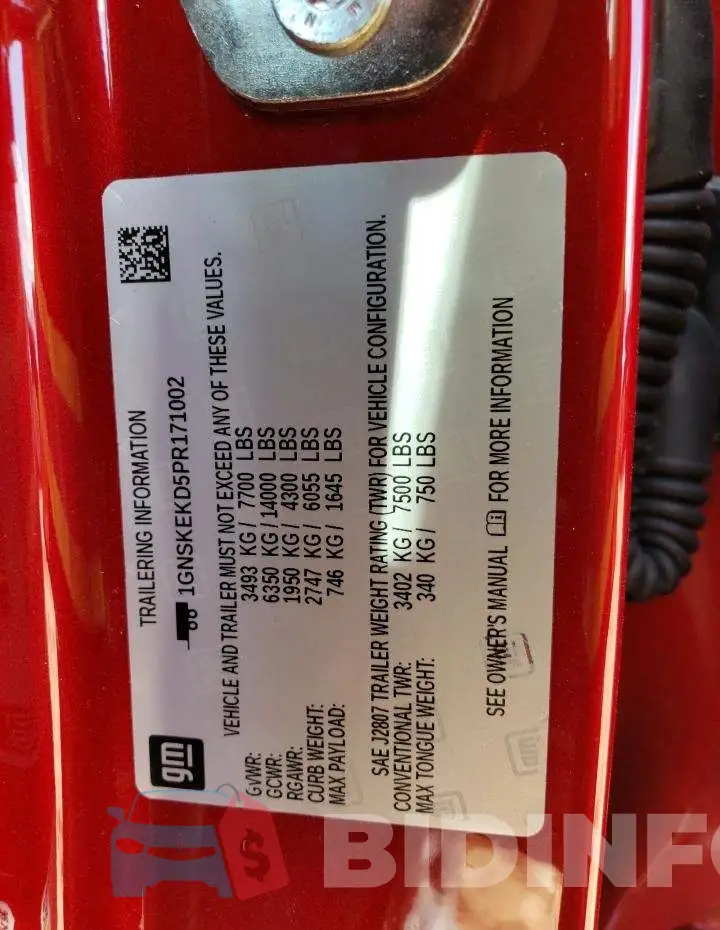 1GNSKEKD5PR171002 Photo# 13