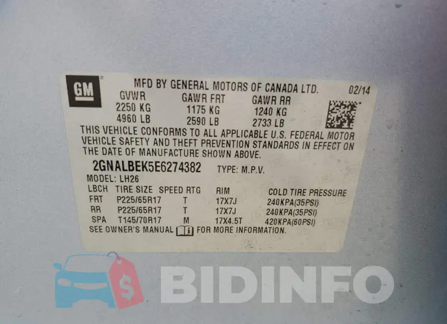 2GNALBEK5E6274382 Photo# 12