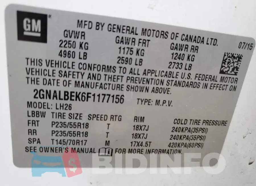2GNALBEK6F1177156 Photo# 12