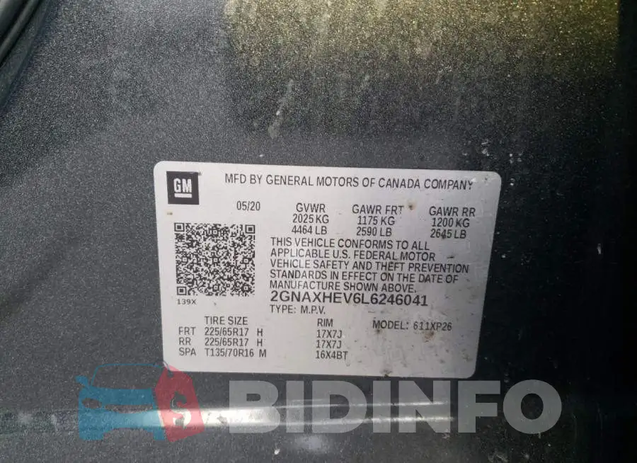 2GNAXHEV6L6246041 Photo# 13