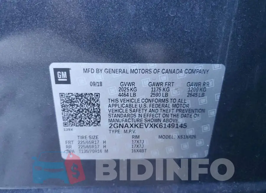 2GNAXKEVXK6149145 Photo# 14
