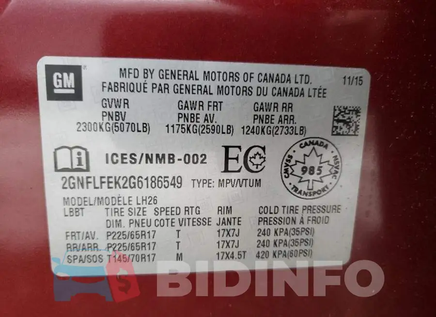 2GNFLFEK2G6186549 Photo# 14