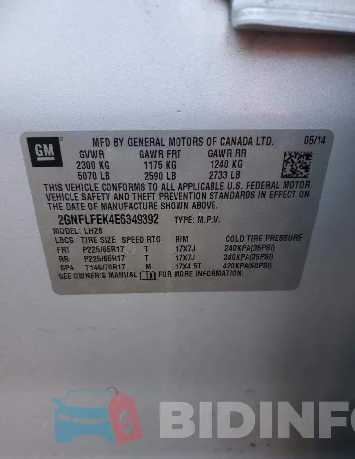 2GNFLFEK4E6349392 Photo# 13