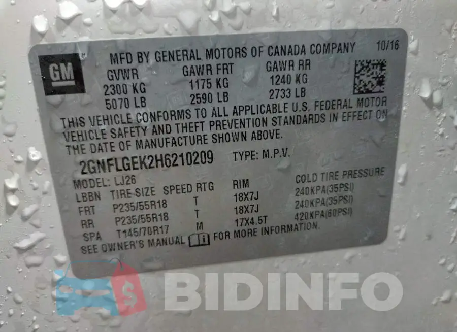 2GNFLGEK2H6210209 Photo# 13