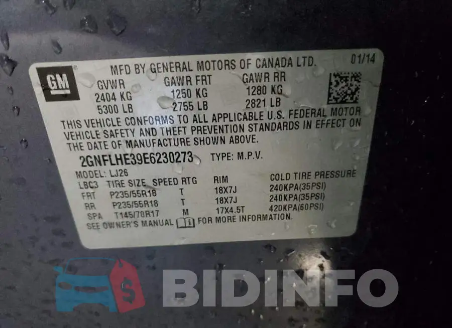 2GNFLHE39E6230273 Photo# 13