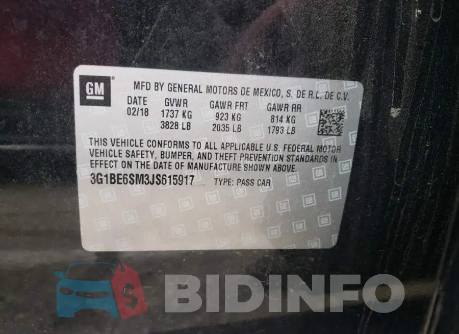 3G1BE6SM3JS615917 Photo# 12