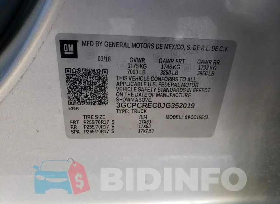 3GCPCREC0JG352019 Photo# 12