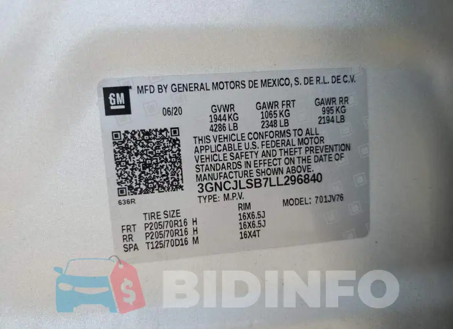 3GNCJLSB7LL296840 Photo# 13