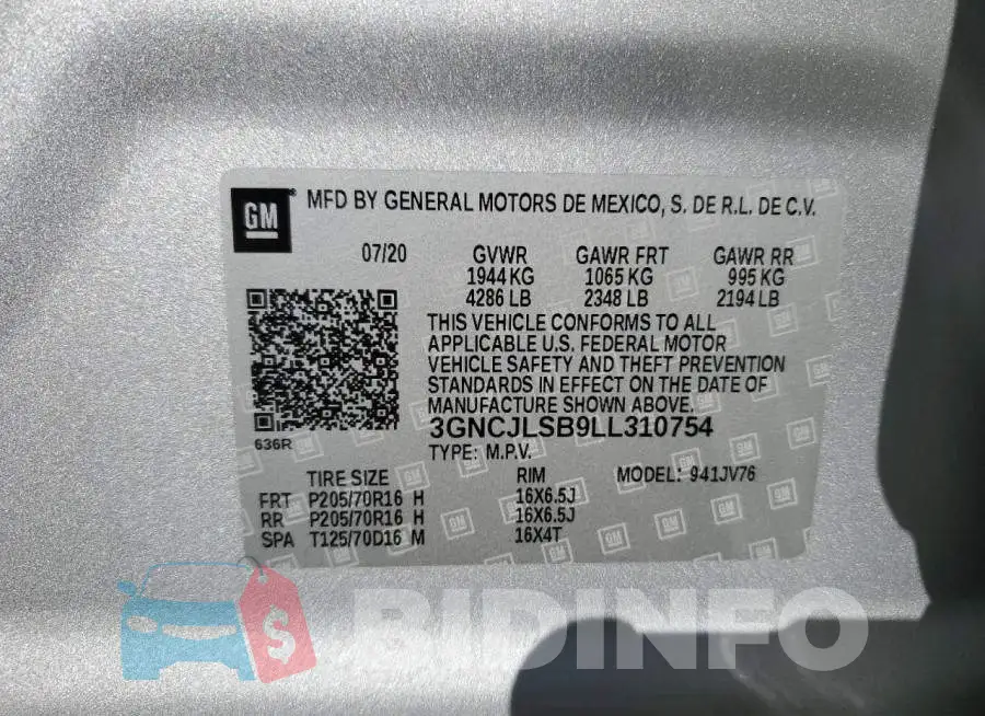 3GNCJLSB9LL310754 Photo# 13