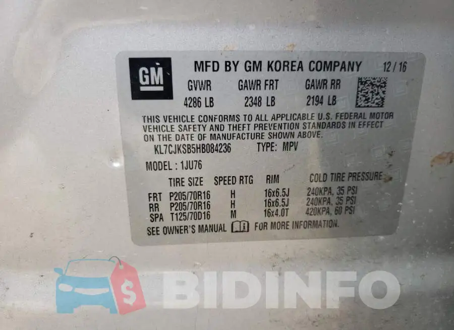KL7CJKSB5HB084236 Photo# 12