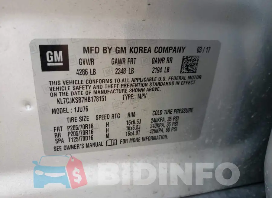 KL7CJKSB7HB178151 Photo# 13
